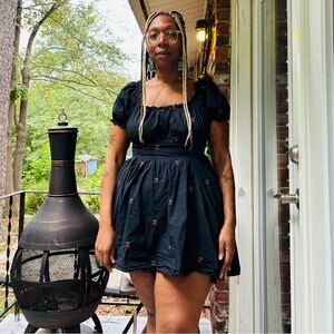 🍒cherry trim corset puff sleeve mini dress🍒